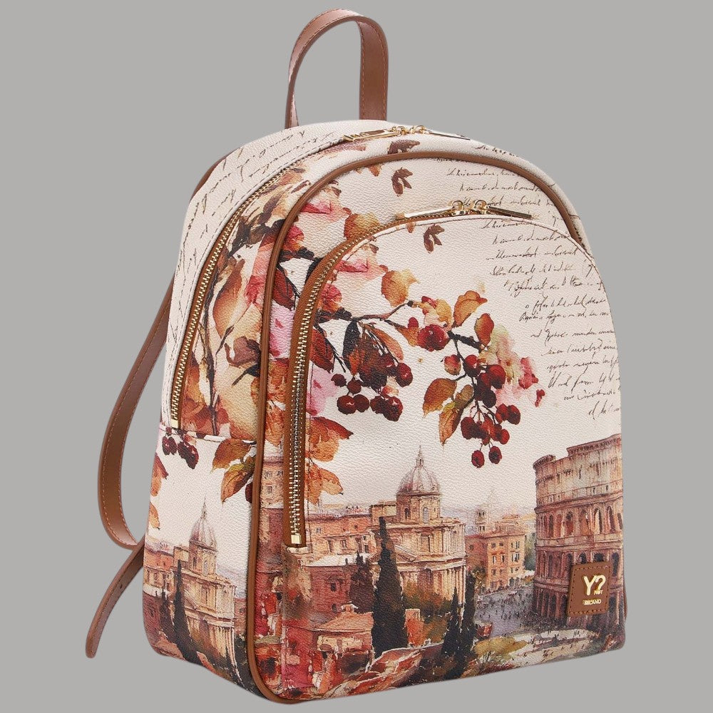 Zaino YNot Yes Bag con stampa di Roma, visto di tre quarti