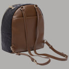 Zaino Liu Jo Ematite logo monogram in pelle marrone e dettagli in tessuto nero con motivo geometrico
