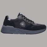 Blauer OZARK01 sneakers uomo in pelle nere con logo sulla tomaia e suola spessa