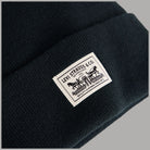 Berretto di maglia nero: etichetta Levi's Two-Horse Pull sul risvolto