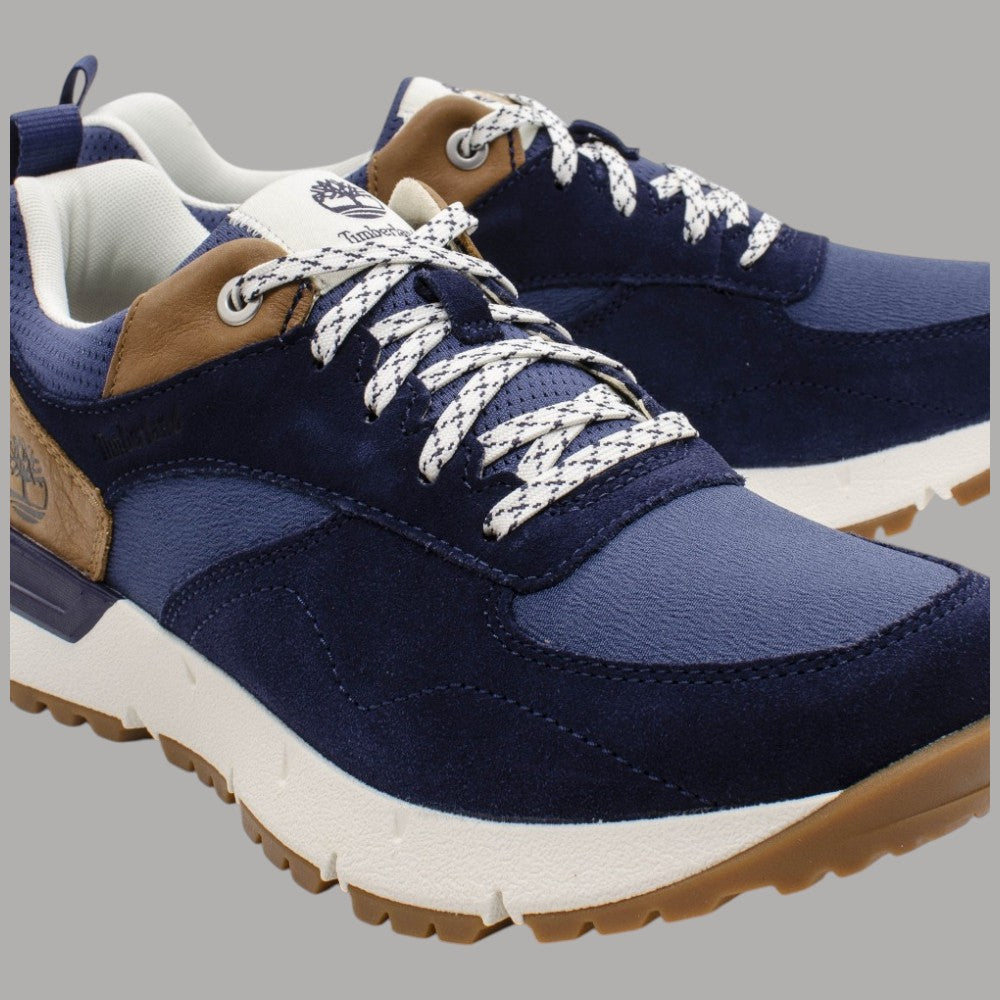 Sneakers uomo Timberland Voyager Park Low Lace blu scuro con dettagli in tessuto e suola in gomma