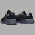 Sneakers uomo Blauer OZARK01 in pelle nera con suola grigia e dettagli in tessuto