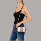 Liu Jo borsa a tracolla piccola beige con dettagli in tessuto logato e tracolla in ecopelle