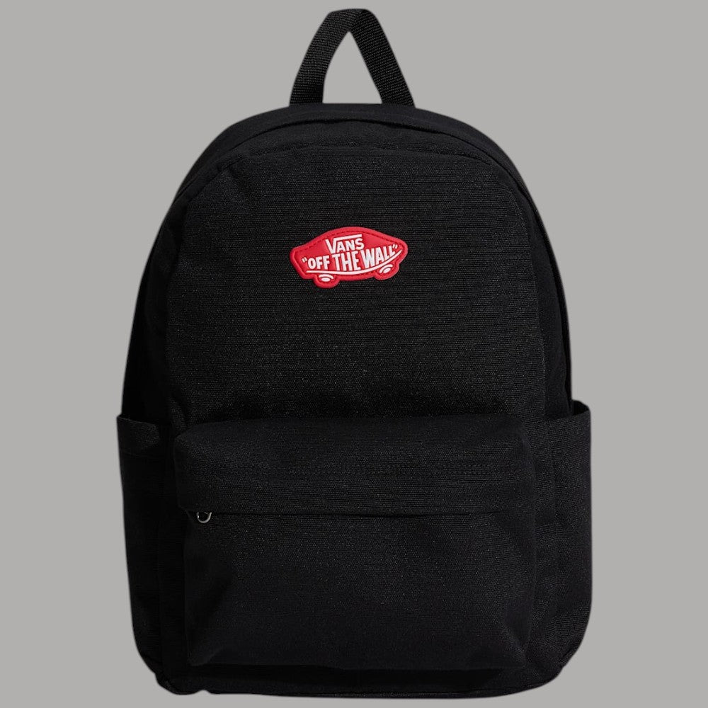 Zaino piccolo Vans Old Skool Grom VN000H56A2T nero con patch logo rosso e dettagli cuciture