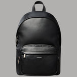 Calvin Klein Zaino nero porta laptop in pelle con tasca frontale e dettagli metallici