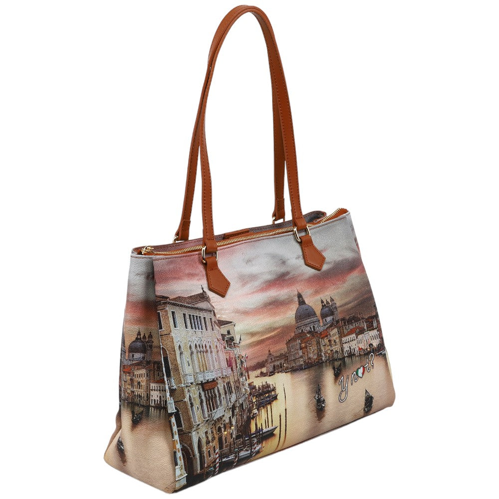 YNot borsa tote shopping stampa Venezia Canal Grande YES594F3 - Prodotti di Classe