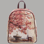Zaino YNot color crema con stampa parigina e dettagli rosa