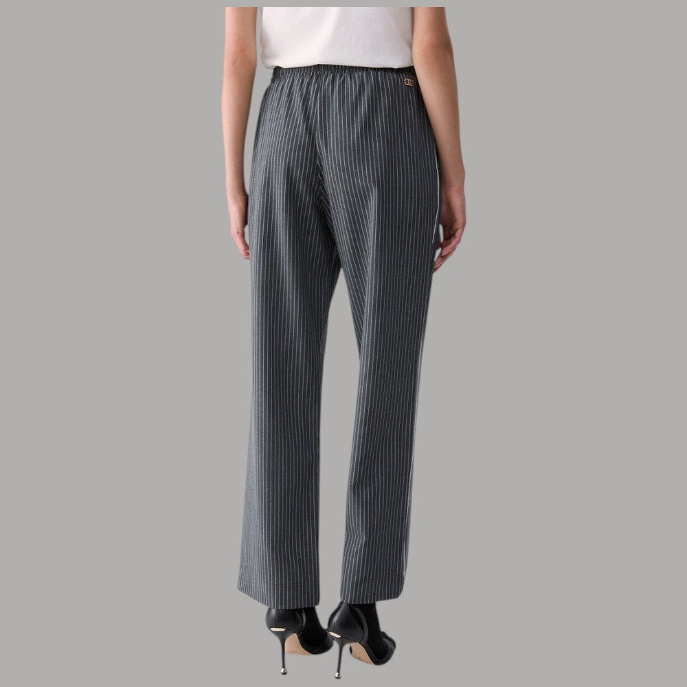 Liu Jo pantalone tessuto TF6149T691A con fantasia pinstripe e vita elasticata