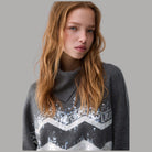 Liu Jo maglione jacquard con paillettes grigio con fantasia a righe lucide