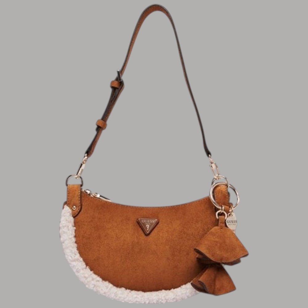 Borsa a spalla Guess Katie con inserti teddy