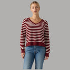 LEVI'S Pullover scollo a V motivo righe bordeaux e bianco tessuto morbido