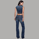 Gilet in denim Liu Jo liena senza maniche con tasche frontali e dettagli cuciture