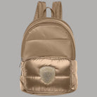 Blauer zaino piccolo da donna in nylon color beige con tasche frontali e dettaglio logo ricamato