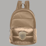 Blauer zaino piccolo da donna in nylon color beige con tasche frontali e dettaglio logo ricamato