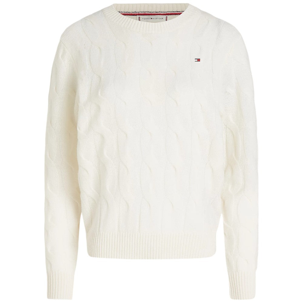 Tommy Hilfiger pullover in lana bianco panna WW0WW43586 Maglieria Tommy Hilfiger