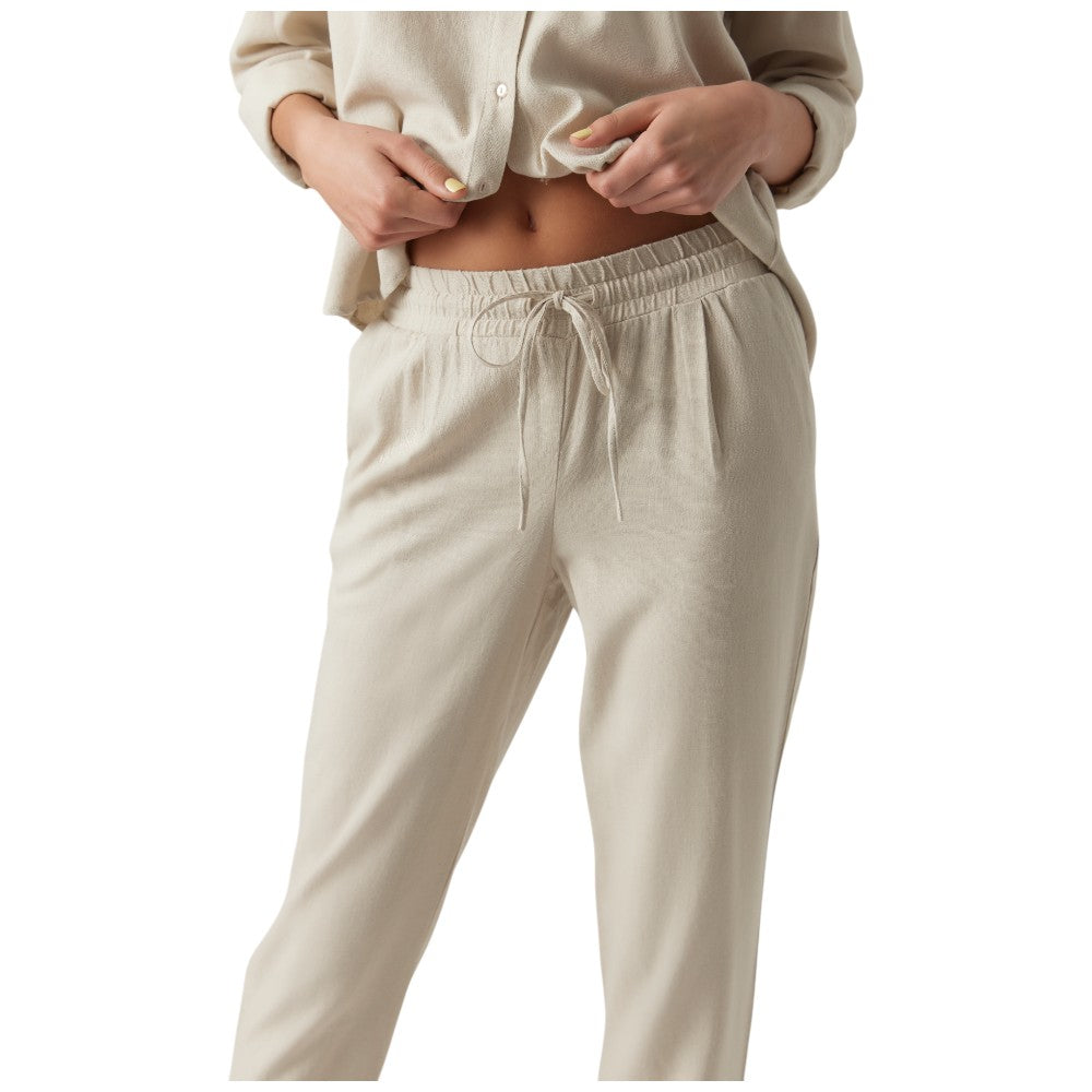 Vero Moda pantaloni in lino beige chiaro Jesmilo 10279691 Pantaloni Vero Moda