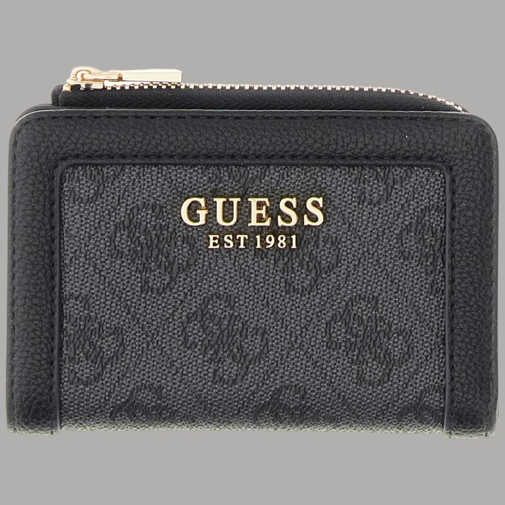 Portafoglio piccolo Guess Lindseu nero con chiusura zip perimetrale