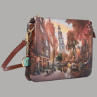 YNot shoulder bag stampa città con due scomparti, texture liscia, dettaglio colorato