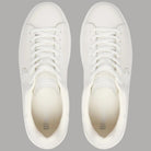 Sneakers uomo Blauer in pelle bianca lucida con logo sulla lingua e cuciture tono su tono