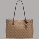 Borsa shopping Guess Noelle II Tech Tote marrone con monogramma 4G