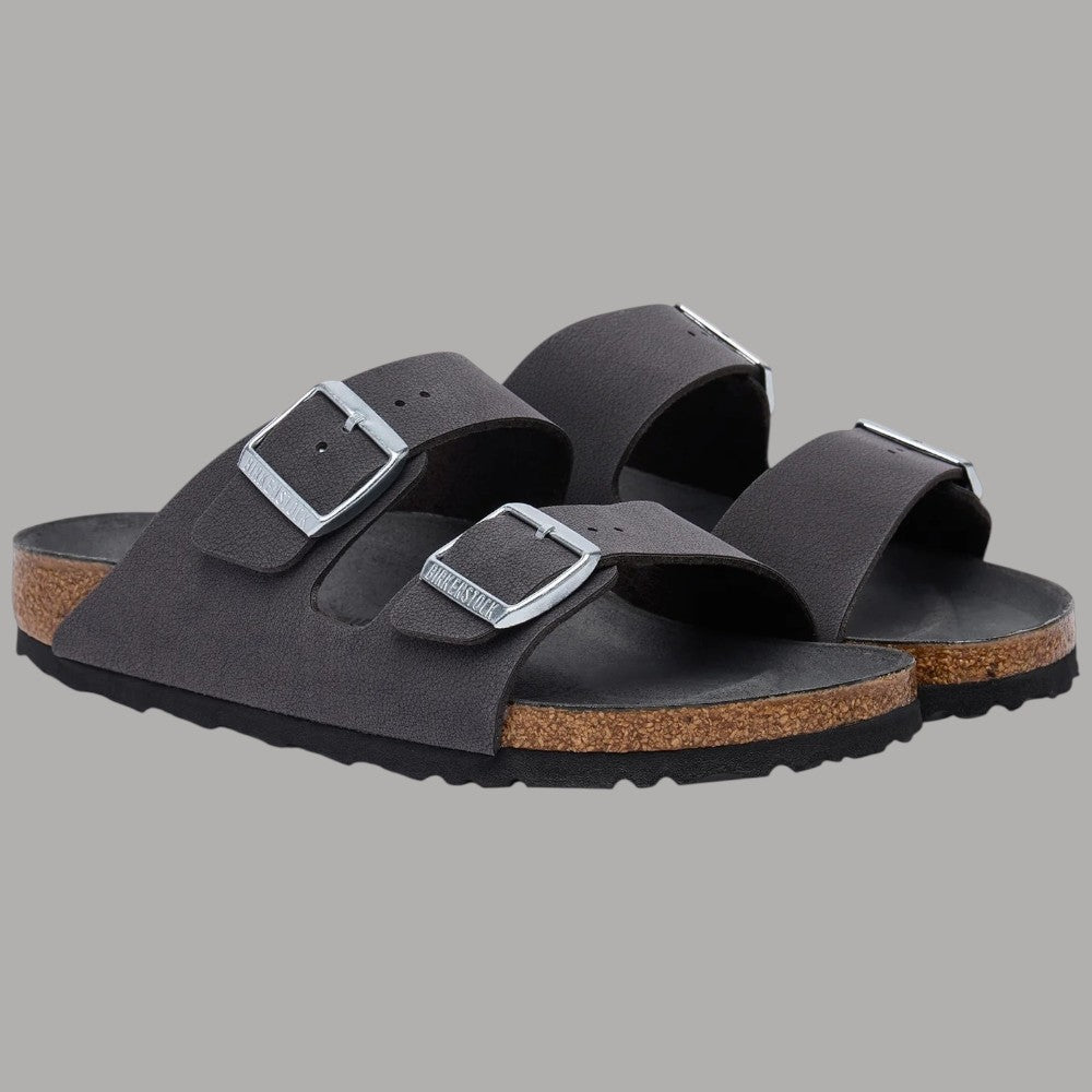 Birkenstock donna Arizona Triples velvet gray ciabatte con cinturini con fibbie in metallo e suola in sughero e gomma
