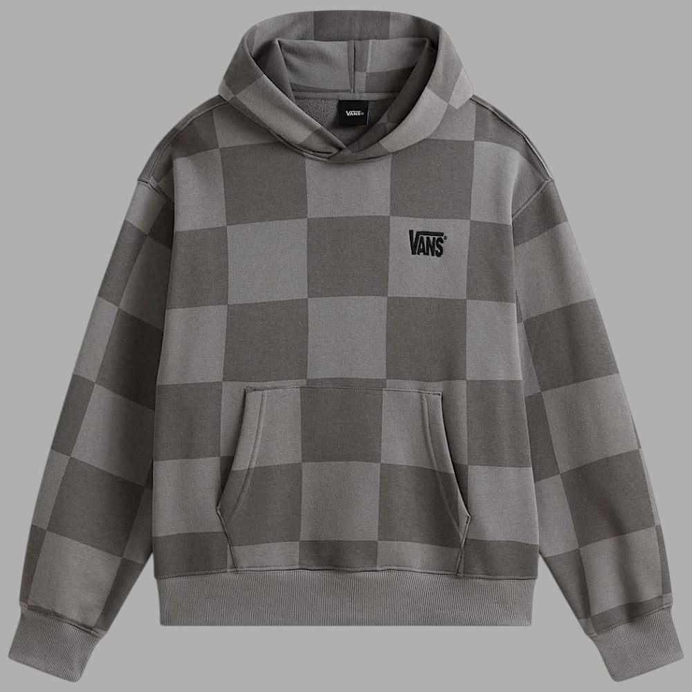 Felpa con cappuccio grigia a scacchi Vans, tasca marsupio, cappuccio
