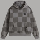 Felpa con cappuccio grigia a scacchi Vans, tasca marsupio, cappuccio