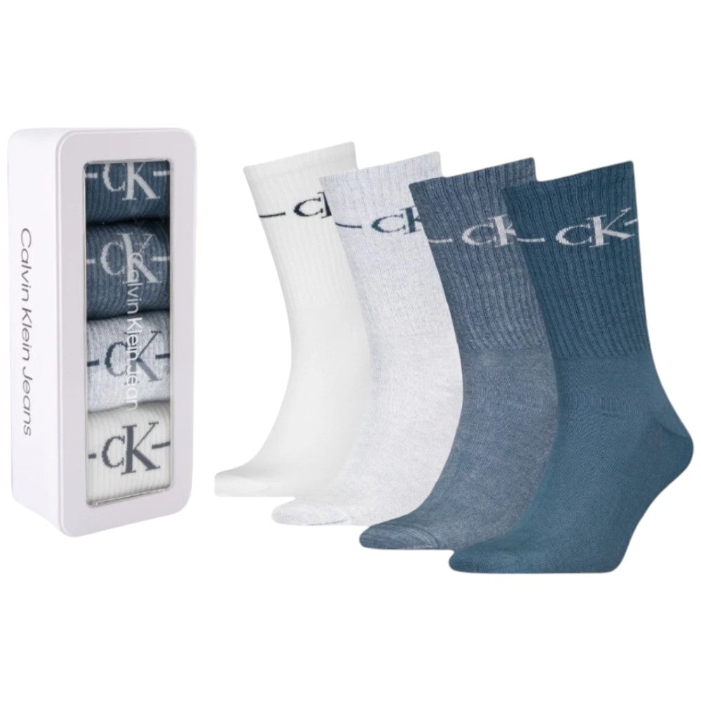 Calvin Klein Jeans pack 4 paia calzini bianchi blu 701229454003801 Calzini Calvin Klein Jeans