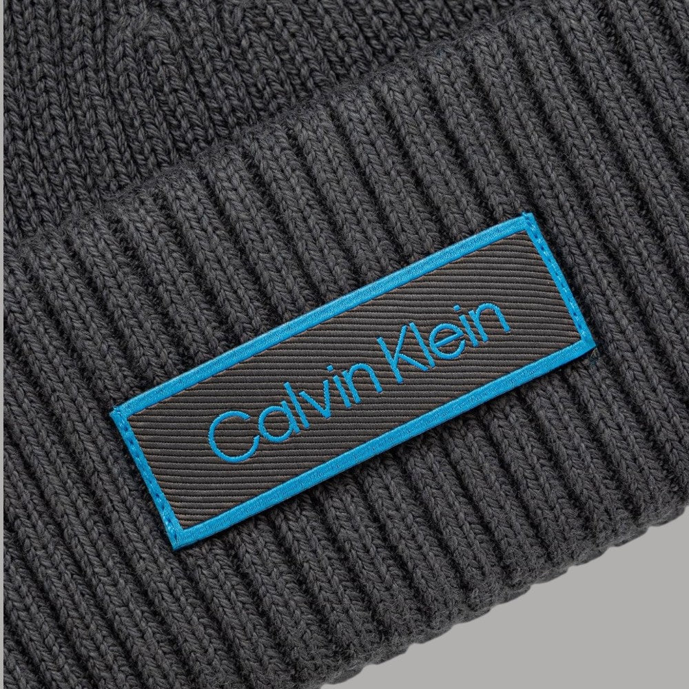 Calvin Klein cappello da uomo in cotone con logo ricamato grigio con dettaglio blu