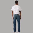 Jeans Levi's 505 regular fit blu denim con cuciture gialle e tasche posteriori