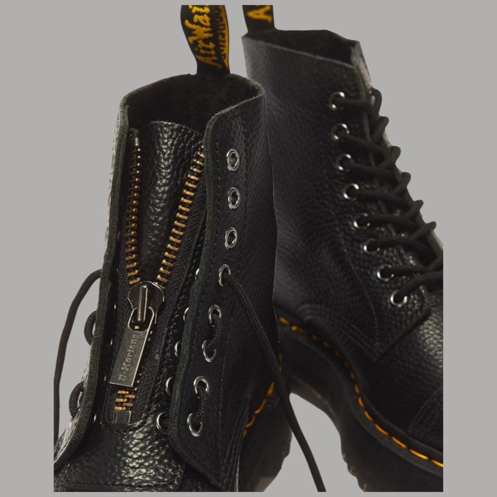 Stivali Dr Martens Sinclair in nappa lavorata neri con lacci e dettaglio con cerniera