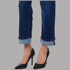 Jeans Liu Jo blu, dettaglio del maxi risvolto alla caviglia