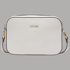 Liu Jo borsa a tracolla media bianca con logo oro e dettagli gold