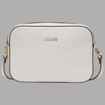 Liu Jo borsa a tracolla media bianca con logo oro e dettagli gold