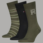 Calzini verdi da uomo Tommy Hilfiger 3 paia in scatola regalo