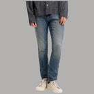 Jeans slim fit uomo Jack & Jones Glenn SBD 159 SN blu denim effetto usurato con cuciture a contrasto