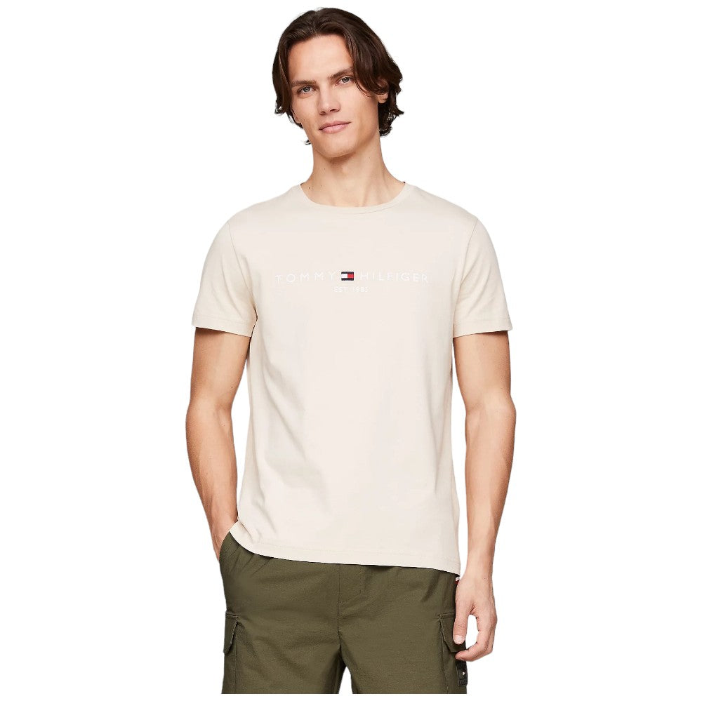 Tommy Hilfiger t-shirt beige logo ricamato MW0MW11797 T-shirt Tommy Hilfiger