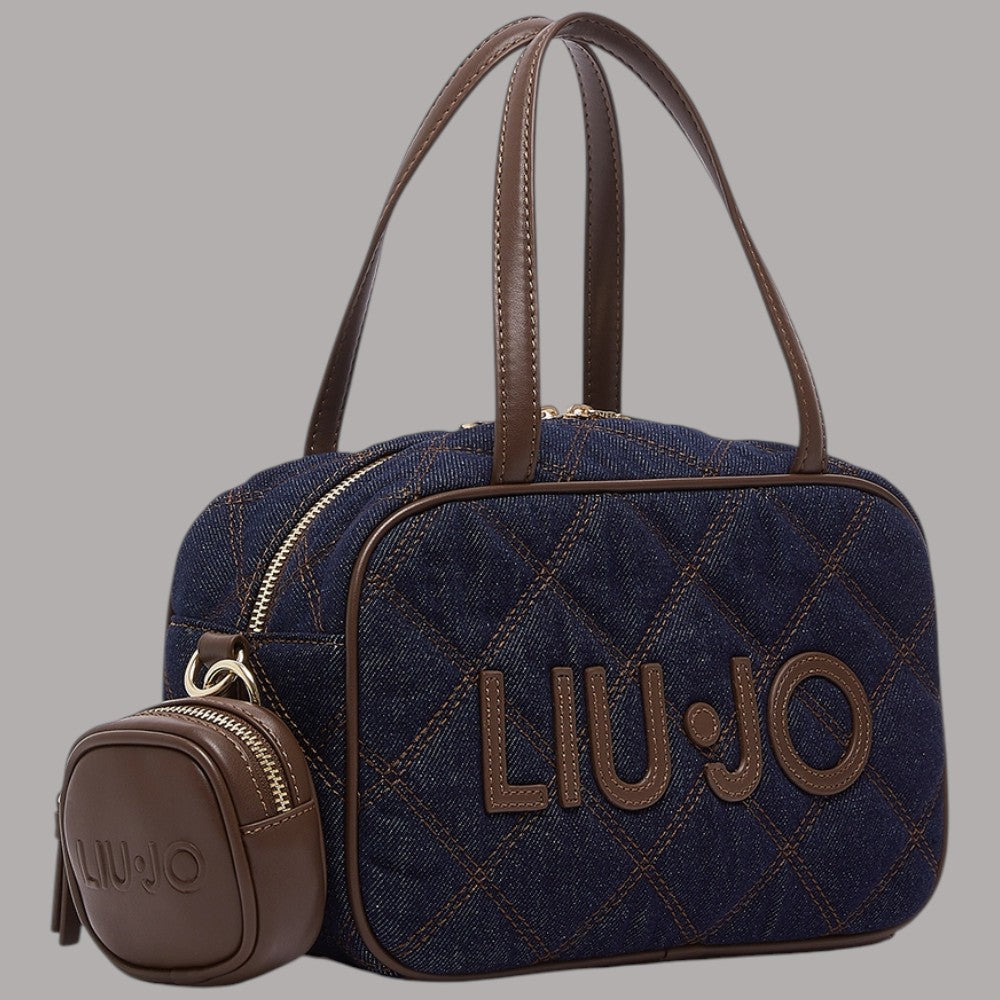 Borsa Liu Jo a tracolla in denim con dettagli in pelle e charm AF6118D5083