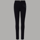 Liu Jo Pantaloni skinny neri con strass decorativi sulla sedia fascia a vita alta