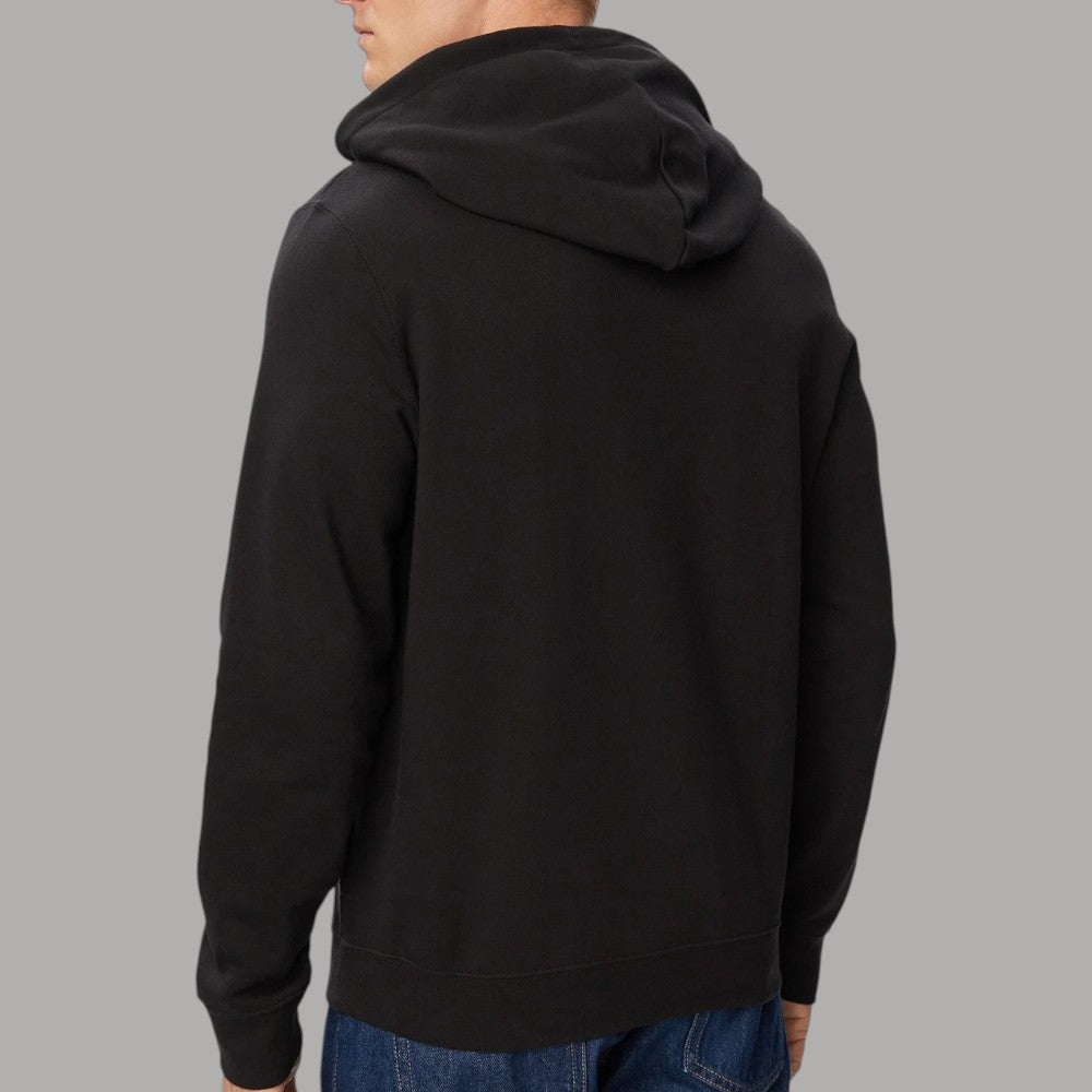 Calvin Klein felpa cappuccio nera con logo centrale LV04RG276G, texture liscia, dettaglio cuciture