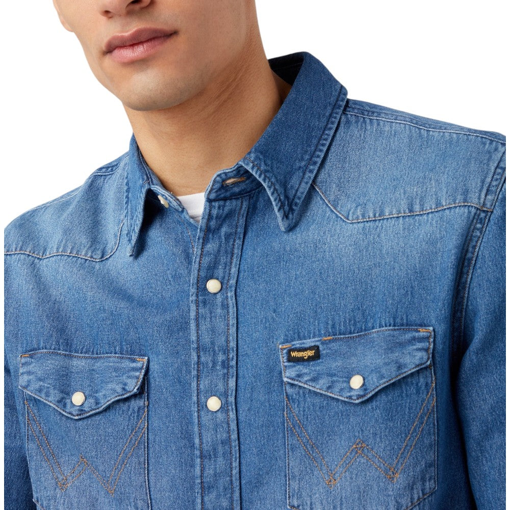 Wrangler camicia jeans 27MW ICON MID STONE Camicie Wrangler