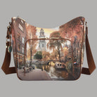YNot shoulder bag stampa città con hedere e dettagli marroni