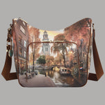 YNot shoulder bag stampa città con hedere e dettagli marroni