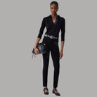 Pantaloni skinny Liu Jo con strass nero con dettagli ricamati e tasca posteriore
