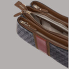 Borsa a mano Liu Jo piccola in pelle con logo embossato beige e dettaglio rosso