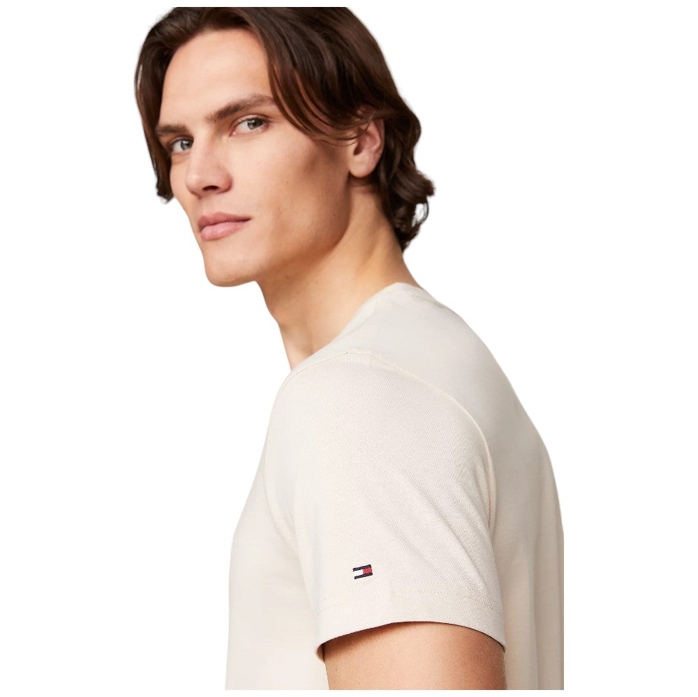 Tommy Hilfiger t-shirt beige logo ricamato MW0MW11797 T-shirt Tommy Hilfiger