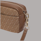 Borsa a tracolla Liu Jo Faiza in tessuto jacquard beige e pelle color tortora