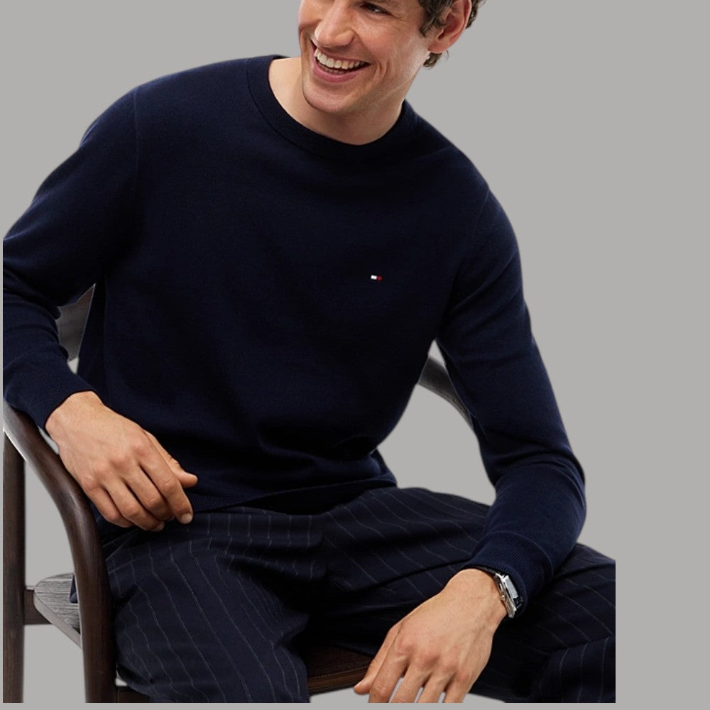 Pullover Tommy Hilfiger in pima cashmere con bandierina ricamata