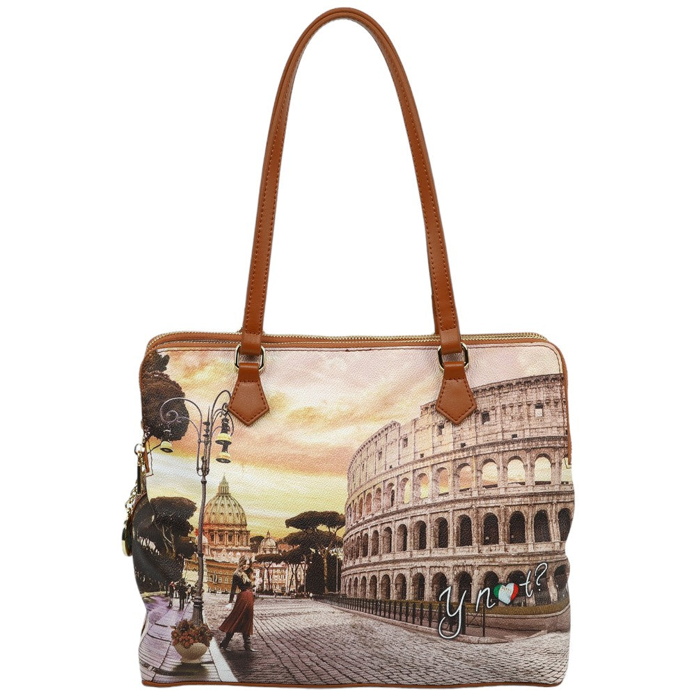 YNot borsa shopping bauletto stampa Life in Rome YES593F3 - Prodotti di Classe