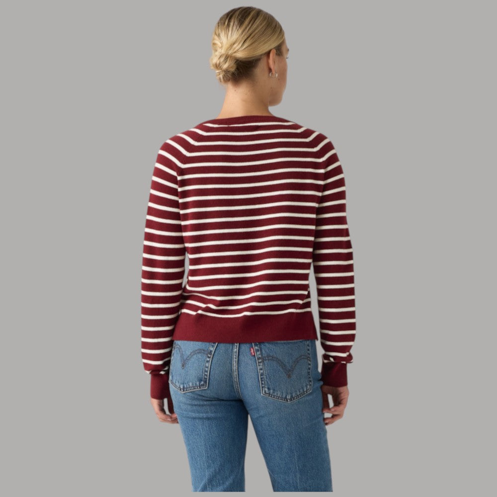 LEVI'S pullover a righe motivo a righe scollo a V rosso e crema posteriorità
